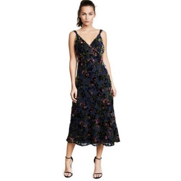 WAYF Velvet Sedona Bias Midi Dress - Picture 1 of 8